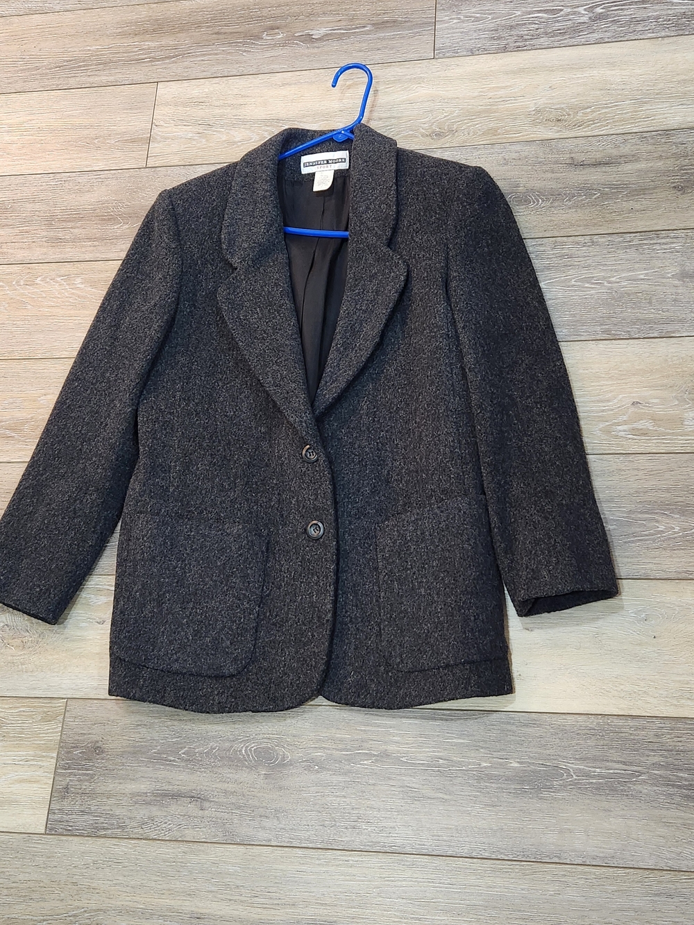 Jennifer Moore Charcoal Gray Wool Blend Two-Button Blazer